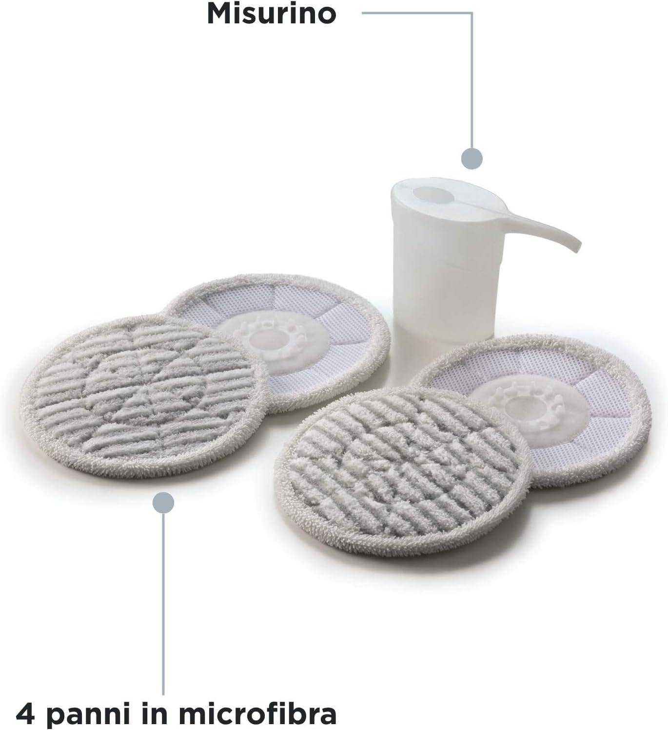 Ariete 4178 Dual Scrub Steam Mop pads and measuring cup