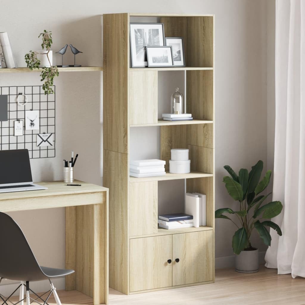 Libreria in legno di rovere Sonoma, 70 x 36 x 189 cm, armadietto alto stretto con più scomparti, scaffale stabile per soggiorno, ufficio, camera da letto, come divisorio
