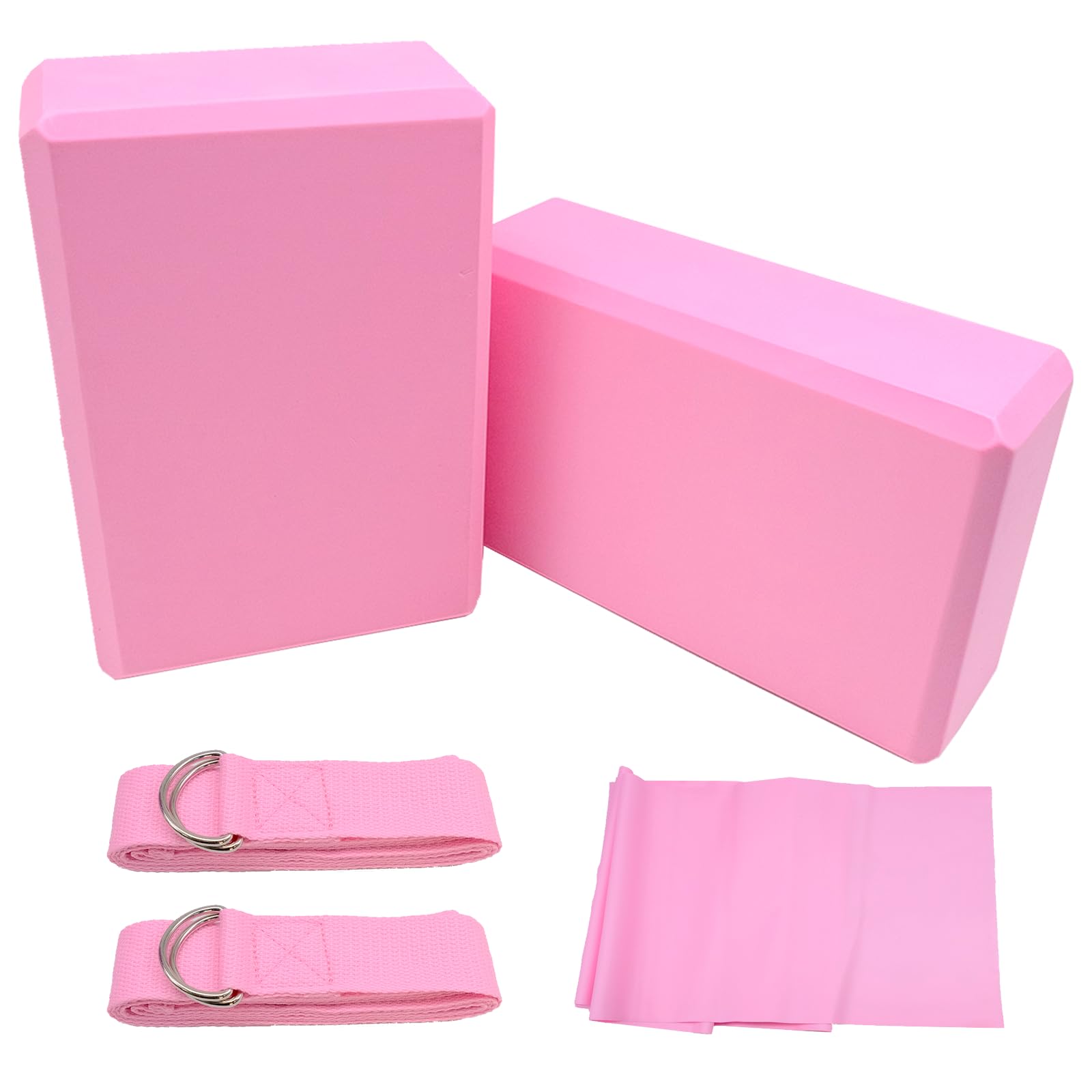 Griwuut Yoga Blocks Set of 2 with Strap, Lightweight EVA Foam Brick Yoga Pilates Blocks, Anti-Slip Brick for Stretching, Meditation, and Deep Flexible Poses