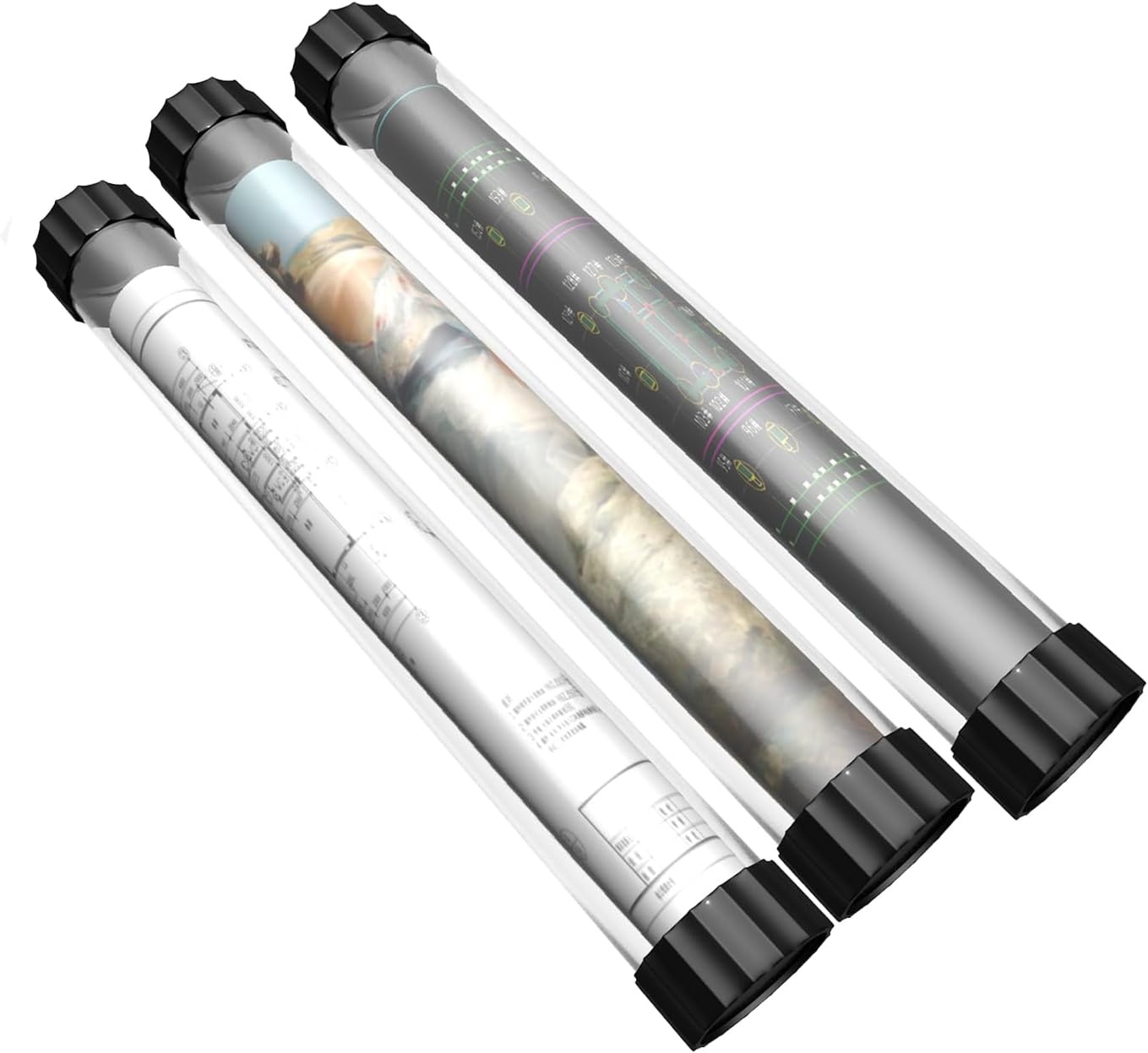 GGOUTPY Clear Plastic Mailing Tubes, 8 Pack 1.4x15.35 Inches Poster Tubes with Caps for Blueprints, Incense Sticks, Artwork&Documents