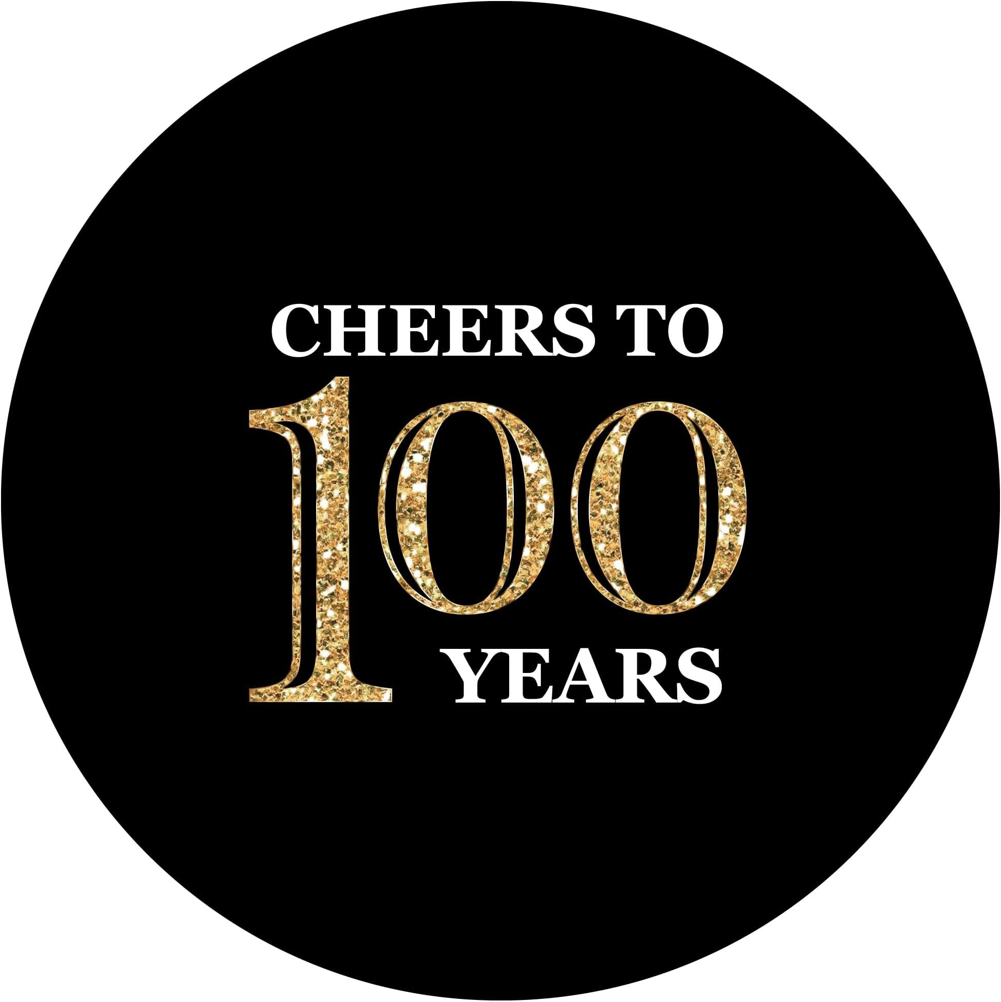 Big Dot of Happiness Adult 100th Birthday - Gold - Birthday Party Circle Sticker Labels - 24 Count