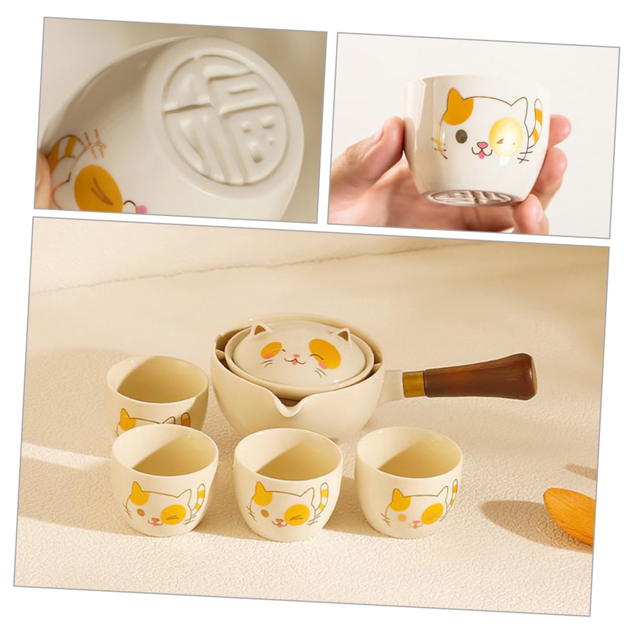 Toyvian tè Portatile in Ceramica con Teiera Girevole Kit da Viaggio per Preparazione del tè Set da Cinese per Casa e Regalo per Appassionati di
