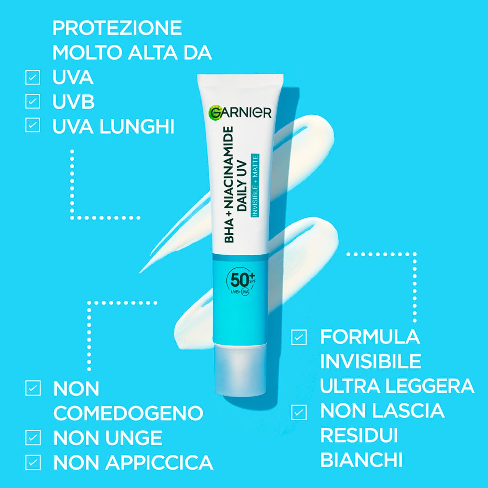 Garnier PureActive Anti-Imperfections Anti-UV Daily Mattifying Facial Fluid with BHA and Niacinamide SPF 50+ Very High Protection - 2 Bottles of 40ml - Image 4