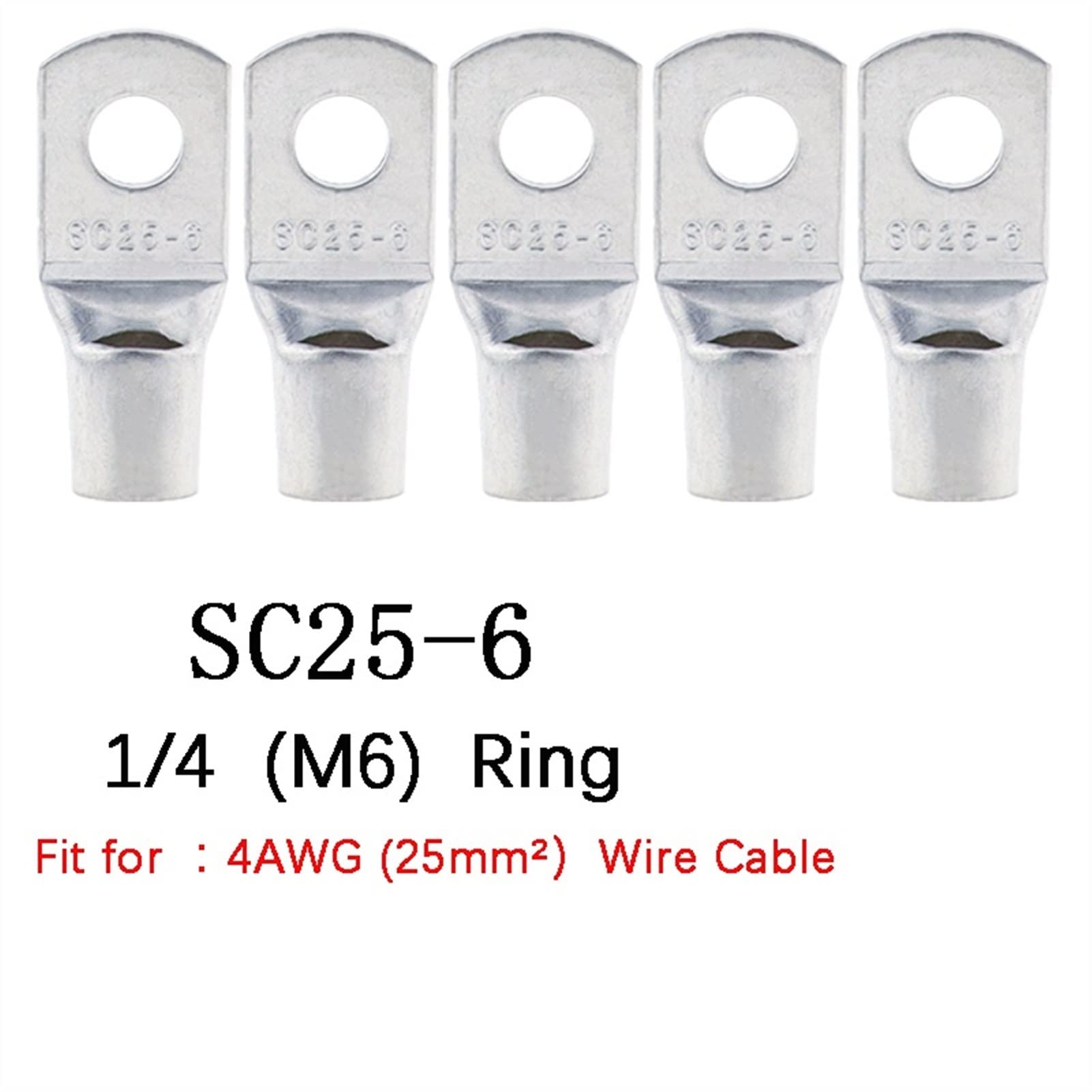 Ringklemmen 100/50/25/1 0pcs 4-2 5 mm Sortiment aus Kupfern mit Kupfer -Lugs Ring Crimpals Battery Draht Schweißkabelanschlüsse Kit (Color : SC35-6, Pins : 25PCS)