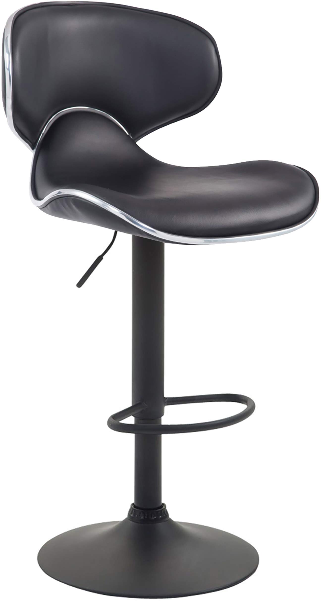CLP Set De 2 Taburetes Las Vegas Tapizados En Simil Cuero I 2 Sillas Altas Modernas & Regulables En Altura, Color:Negro, Color del Marco:Negro