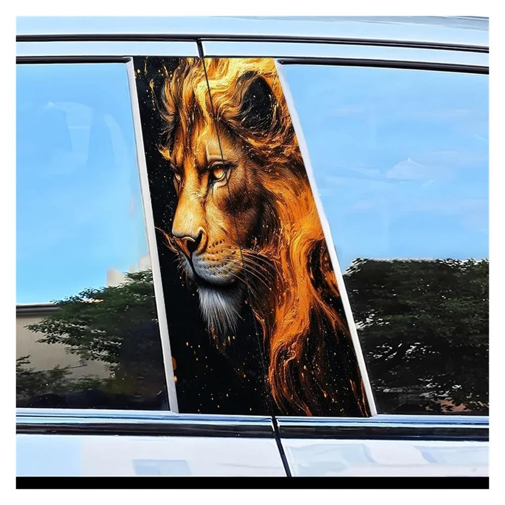 Car Parts 2pcs Car Center Pillar Protection Stickers Flame Lion Pattern Scratch Resistant Film
