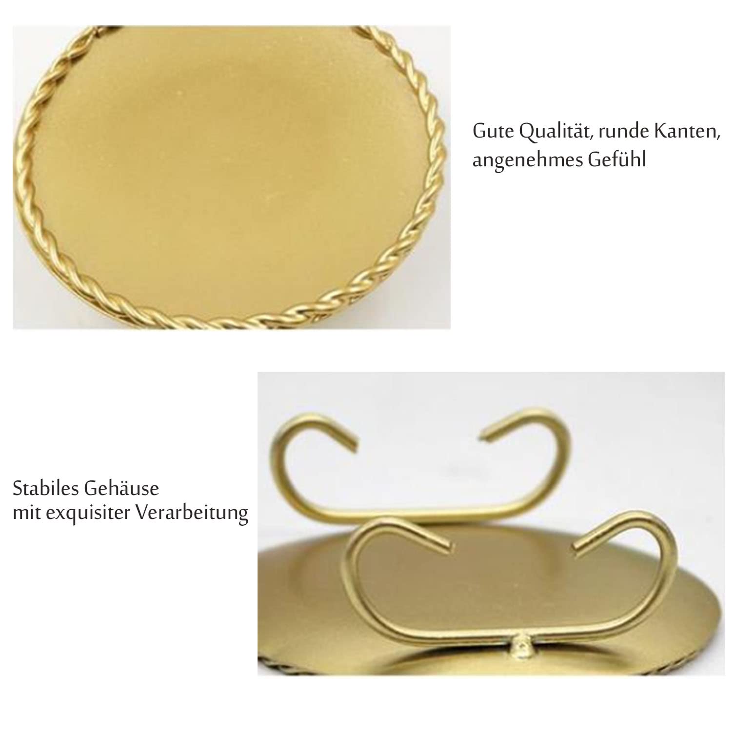 Kerzenständer, 2 4 6 Stück Kerzenteller Adventskranz, Gold D 10cm Eisenkerzenhalter Kerzenbecher Esstischdekoration Taufkerzen Hochzeitskerzen-6 Stück