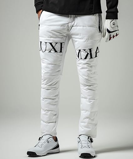 Amazon | [リュクスエイケイエムプラス] ゴルフパンツ ゴルフ 中綿ロゴ