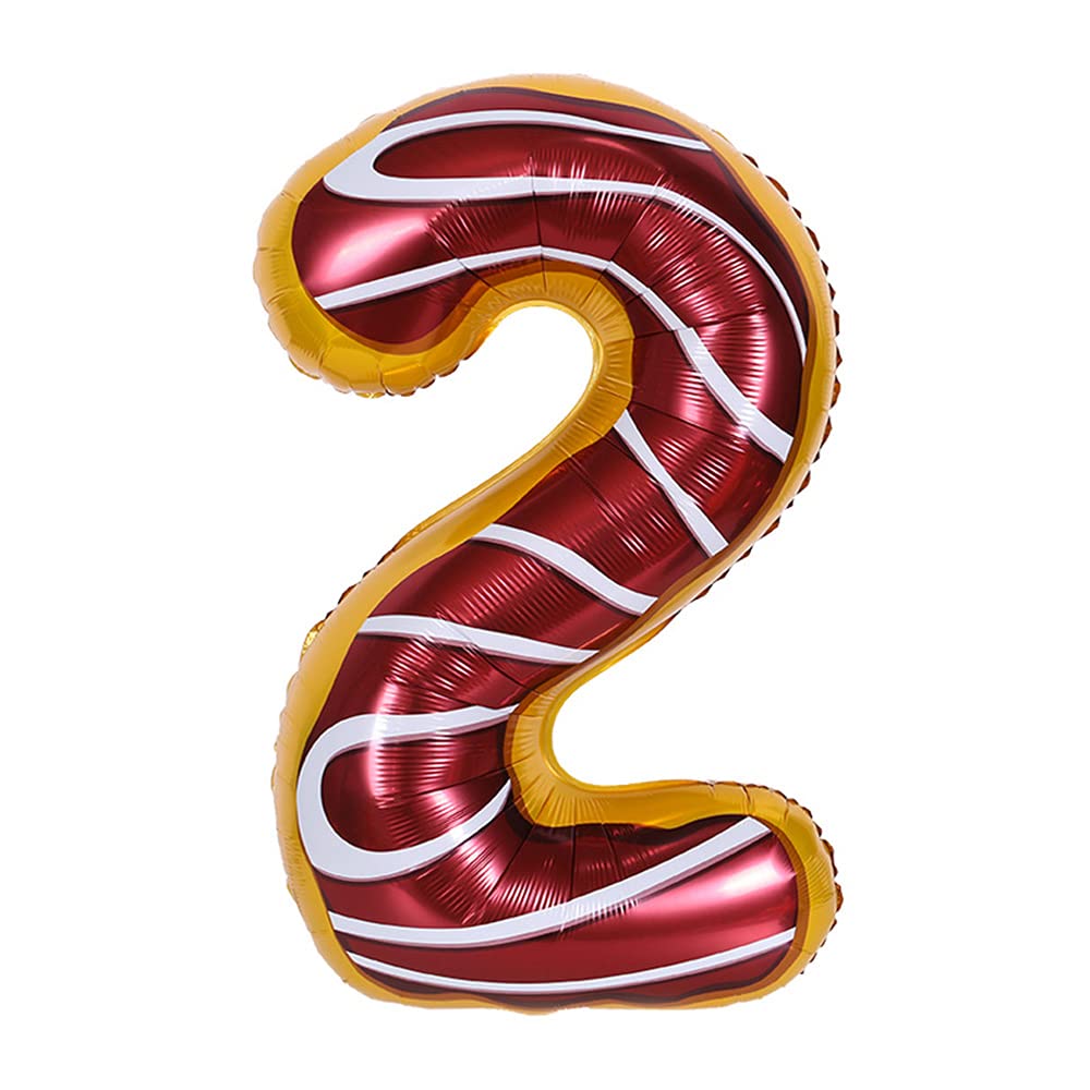 Ancllo White 32 Inch Donuts Balloons Birthday Foil Balloon Party Decorations Supplies Helium Mylar Digital Balloons-Donuts Number 2