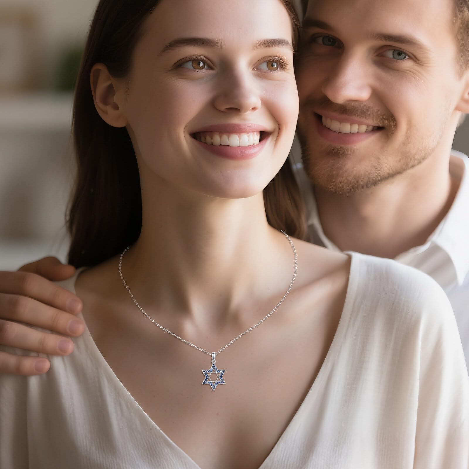 POPLYKE Collana con ciondolo a forma di stella di David, in argento sterling 925, con ciondolo ebreo israeliano, per uomini e donne