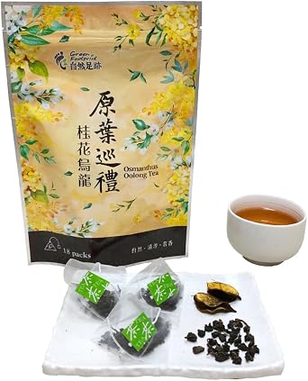Green Footprint Oolong Tea |18 Tea Bags | Product of Taiwan | Refreshing, Promote Digestion, Freshness of White Peach and Aromatic Taste of Oolong Tea (Osmanthus oolong)