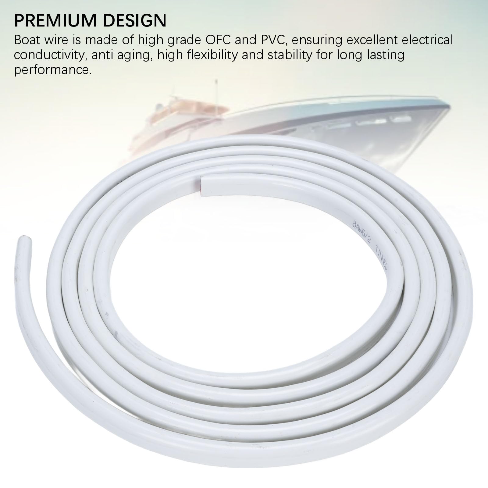 Irfora 8 Gauge Marine Wire, Elastyczny Kabel PVC 10ft