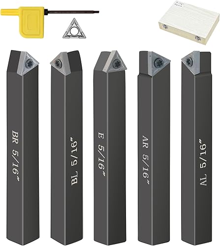 HAowosi Herramientas de corte de torno de metal,5 juegos de brocas de corte de metal de carburo de 516 pulgadas,Herramienta de torneado de torno