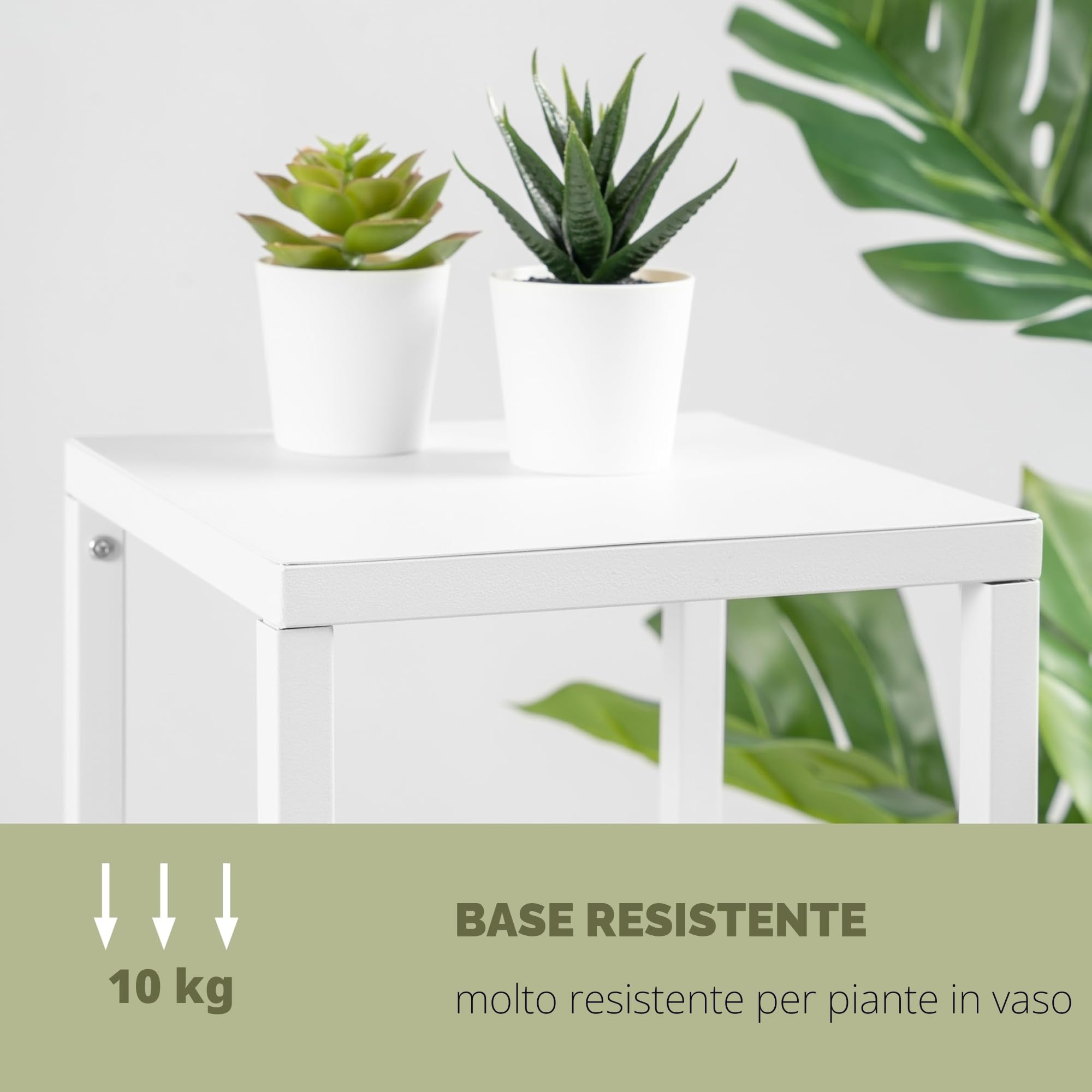 bremermann set di 3 sgabelli da fiori, supporto per piante in metallo, ideale per soggiorno, corridoio e ufficio, per decorazioni e piante da appartamento, in metallo (Bianco)