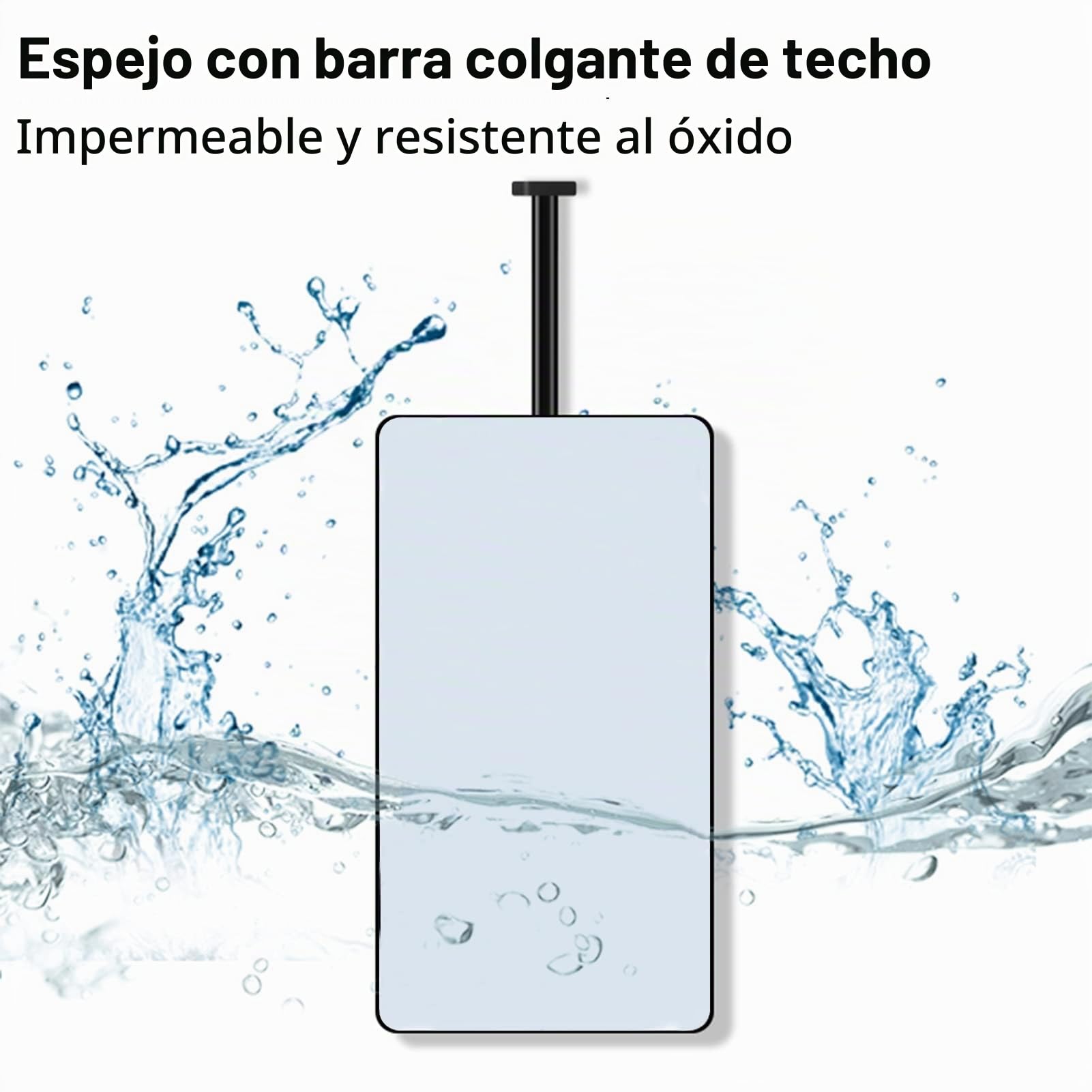 Espejo Rectangular Nórdico Techo Montado Colgante Negro Sala de Baño y Estar (Size: 50cmx70cm)