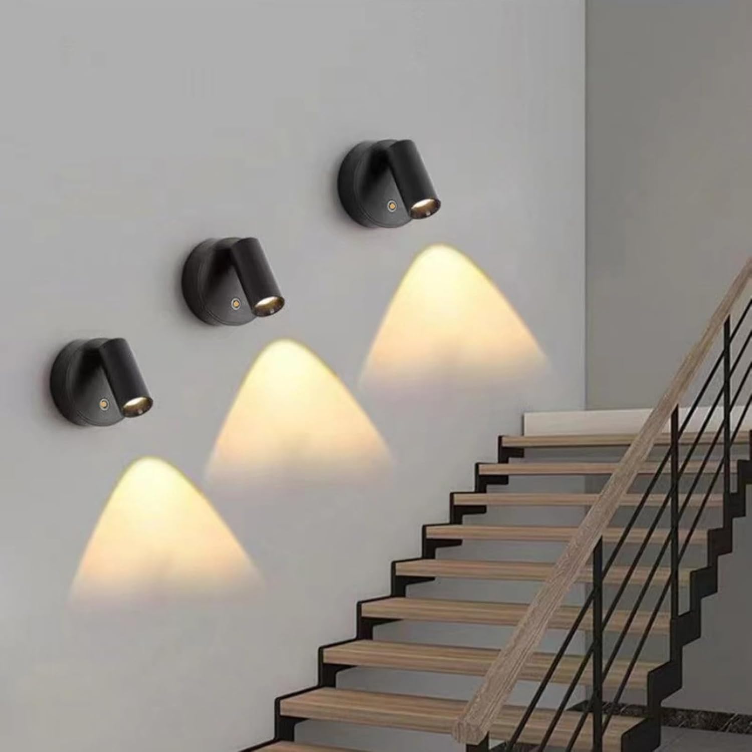 Spotlights Indoor -Rechargeable Plant Spotlight, 360° Rotate Wireless LED Uplighting,3 Dimmable Adjustable Wall Mount Ceiling Spotlight for Artwork Painting Tree Plant Wall Light(Black)