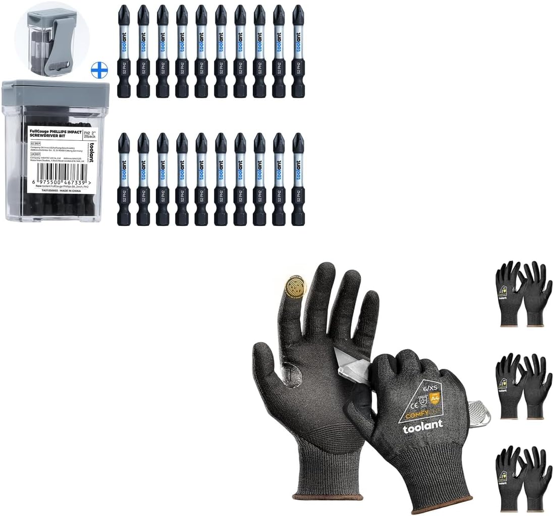 toolant Screwdriver Bits Set + Cut Resistant Gloves Bundle