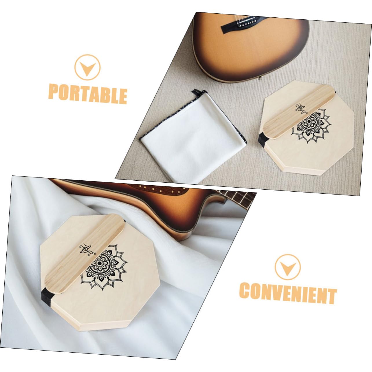Toyvian Mały Cajon Bębenek Podróżny Oktagonalny Bęben Akustyczny z Trzema Dźwiękami Mandala Artystyczny Bęben Perkusyjny dla Początkujących i Muzyków