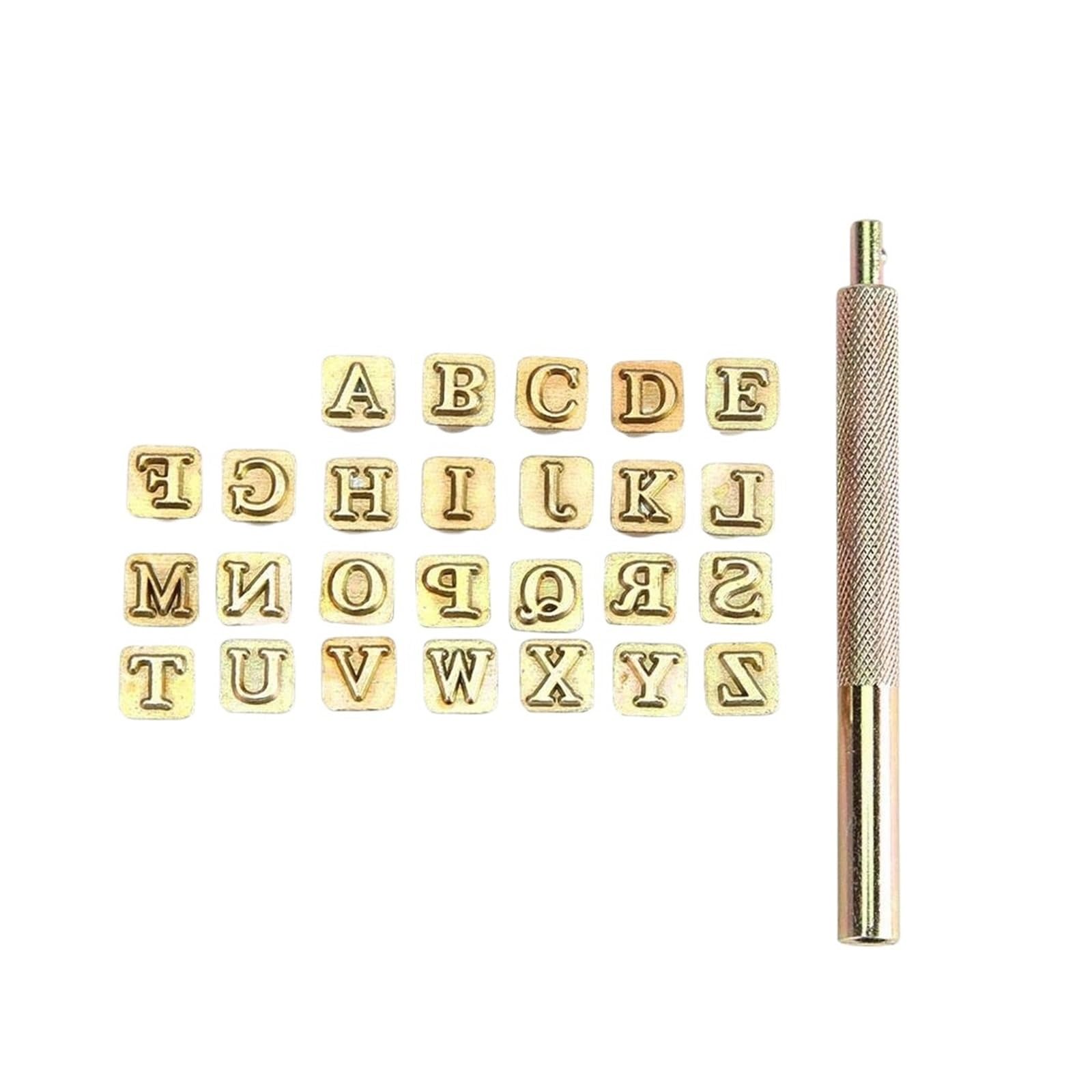 Leather Letter Stamp Set 26 Stamps Zinc Alloy Letters Stamping Symbol Set Leather Marking Tools Metal Punching DIY Craft(Type 3)
