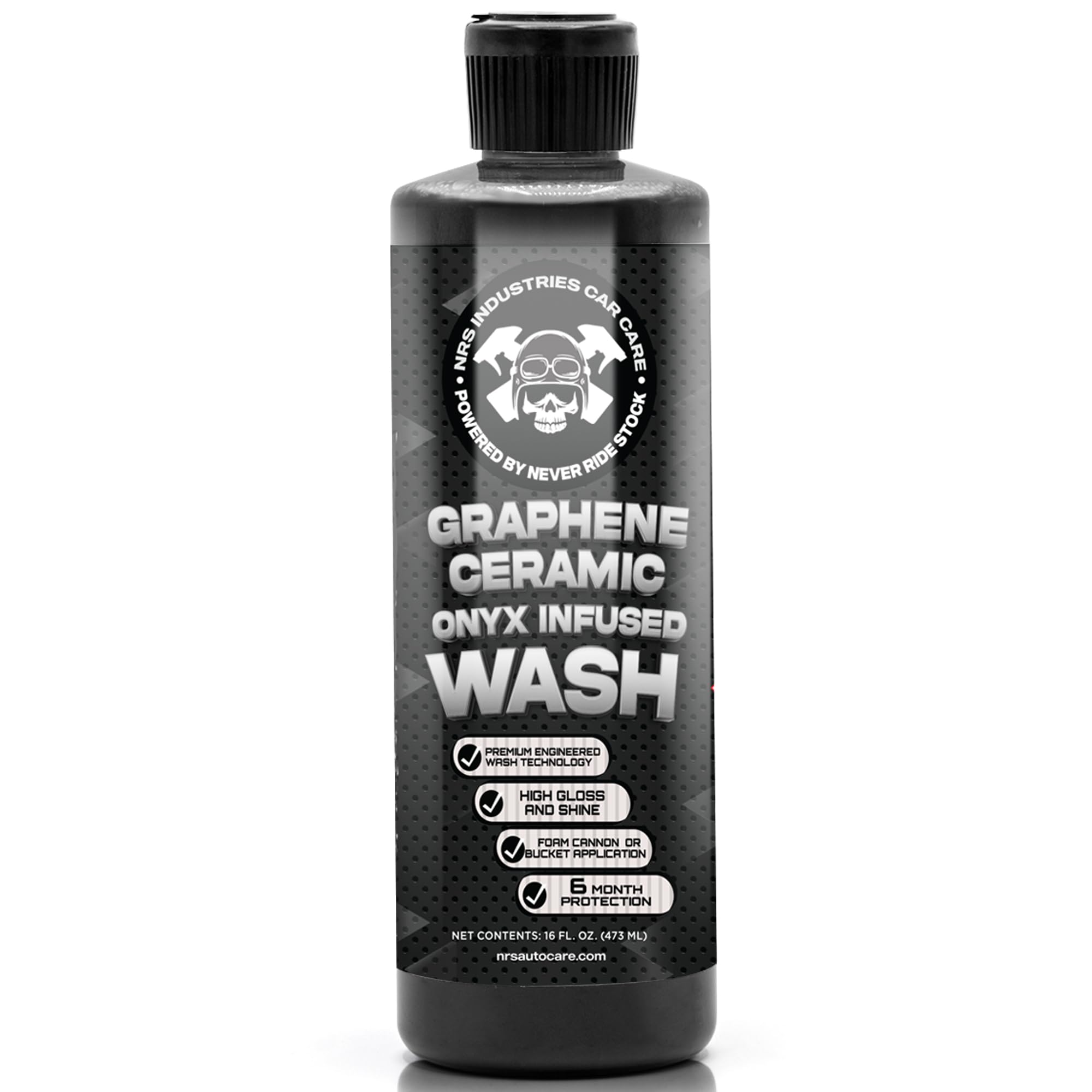 NRS Industries Graphene Ceramic Car Wash Shampoo – Onyx Infused Foam Wash for Paint, Trim & Glass – Long-Lasting Hydrophobic Coating Protection (16 Ounce)