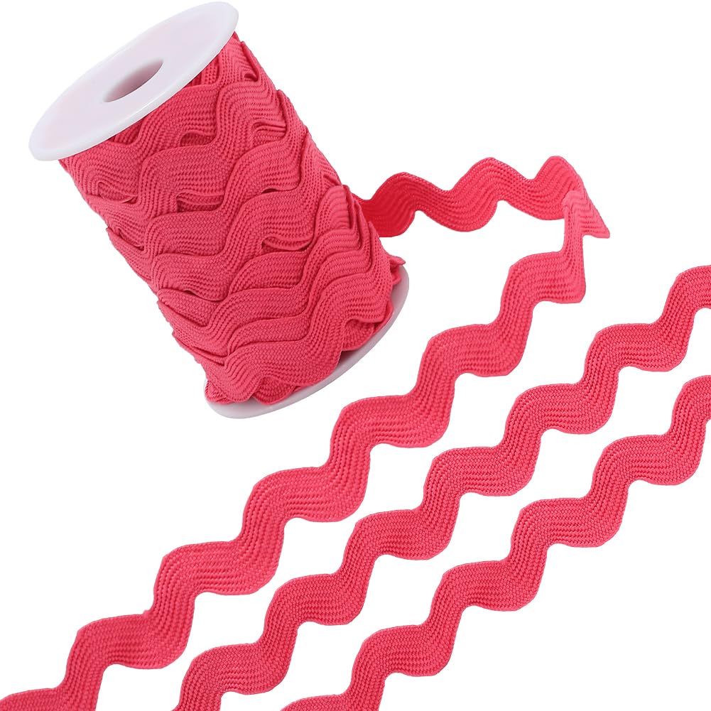 GORGECRAFT 12.5 Yards Polyester Rick Rack Trim 13mm Ric Rac Zig Zag Wavy Ribbon Light Coral Rickrack S Shaped Lace Ribbon Woven Braided Fabric with Spool for Sewing DIY Crafts Christmas