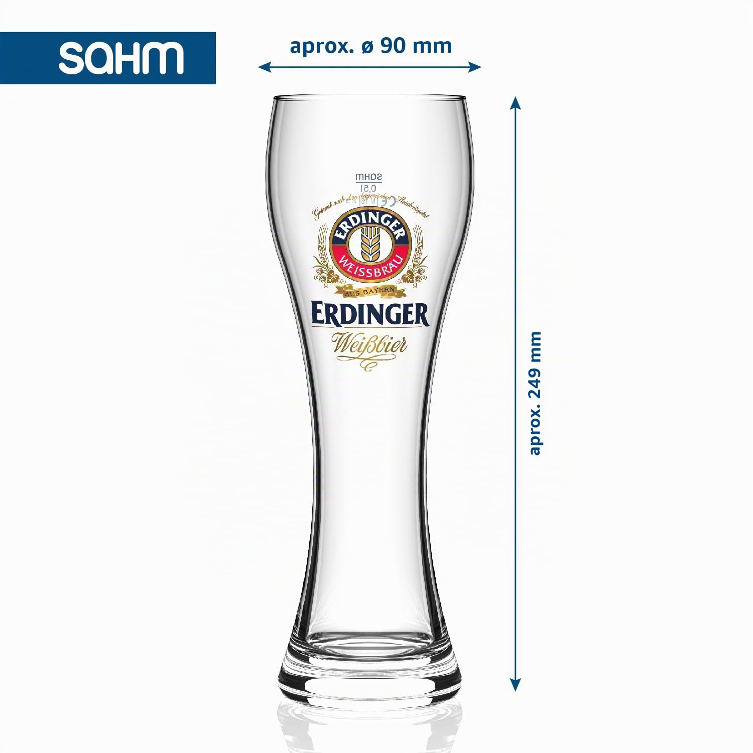 Sahm Erdinger - Juego de 6 vasos de cerveza de trigo (0,5 L, 0,5 L, ideal como regalo de cerveza)