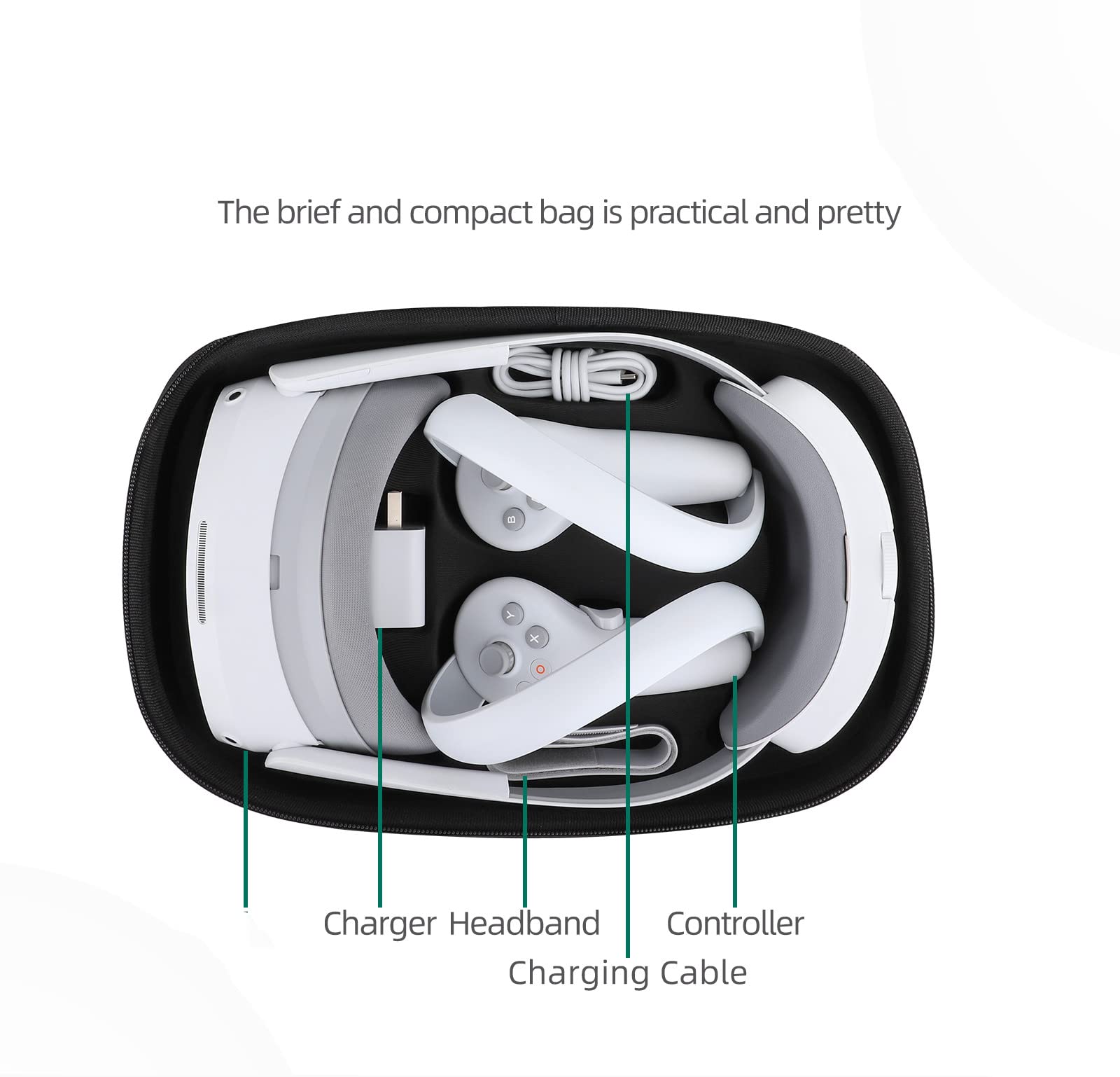 VR-Aufbewahrungstasche kompatibel für PICO 4, Tragetasche für VR-Gaming-Headsets, harte Reisebox für Virtual-Reality-Headsets, Controller-Kopf, schützende All-in-One-Koffertasche für VR-Brillen
