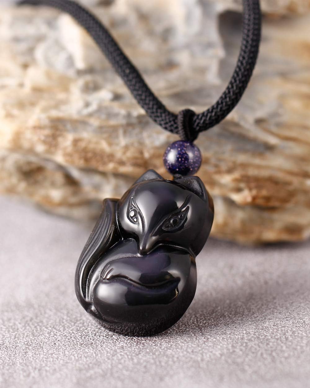 Obsidian Fox Necklace Pendant for Women Healing Energy Crystal Amulet Animal Gifts - Image 7