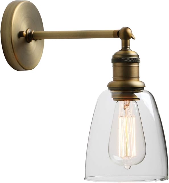 Yosoan Lighting Industrial Loft Bar Sconce Wall Lights Fittings, Retro Wall Lamp with Bell Glass Shade for Kitchen Island Bedroom Corridor Restaurant (Antique)