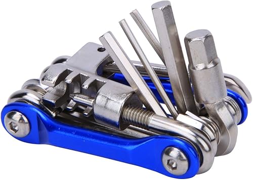 Miniatura 8 de plplaaoo Kit de herramientas de reparación de bicicleta de montaña, multiherramienta de bicicleta de metal ligero, juego de herramientas de