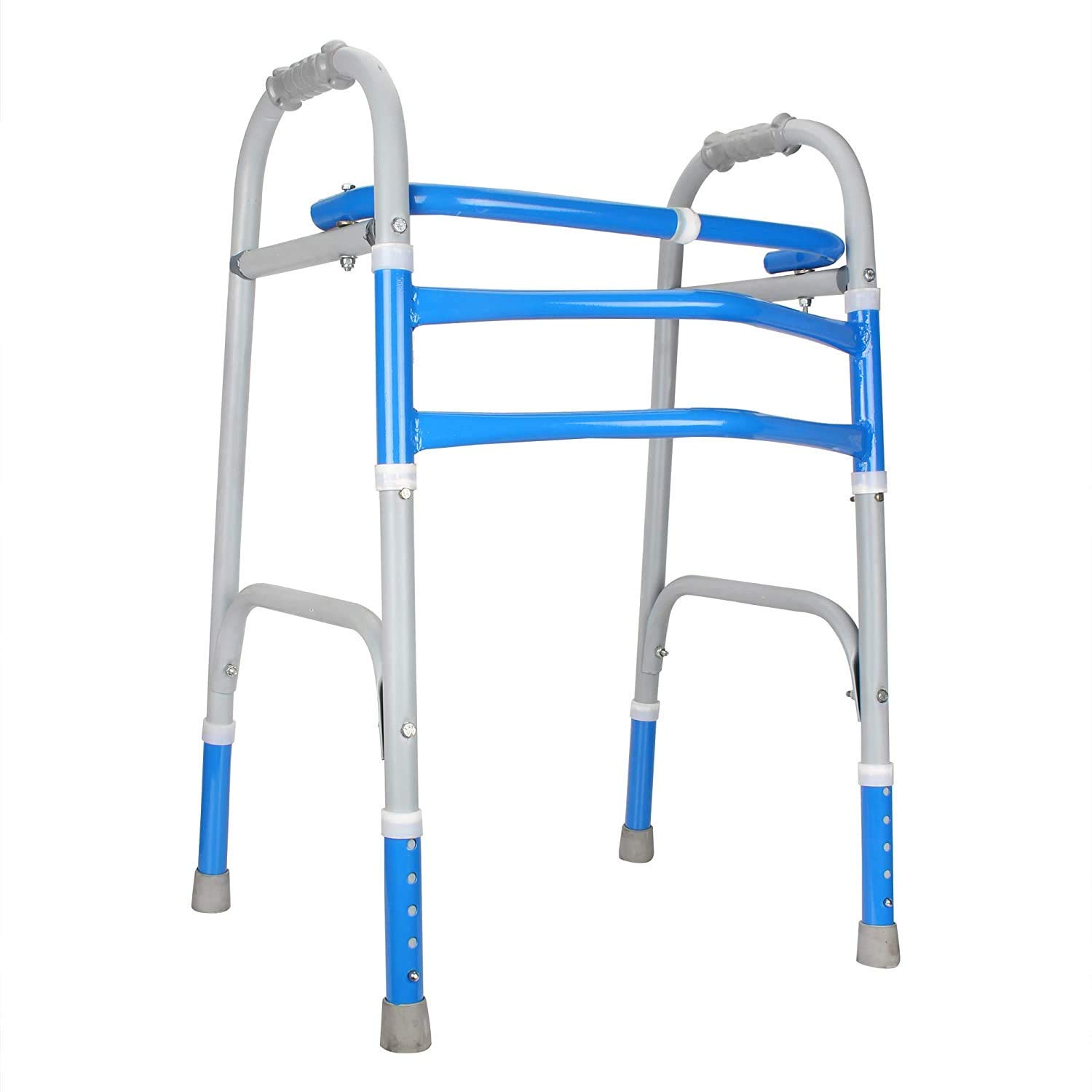 MUBBA Walker Portable Light Weight Height Adjustable Foldable Walker Heavy Duty Blue