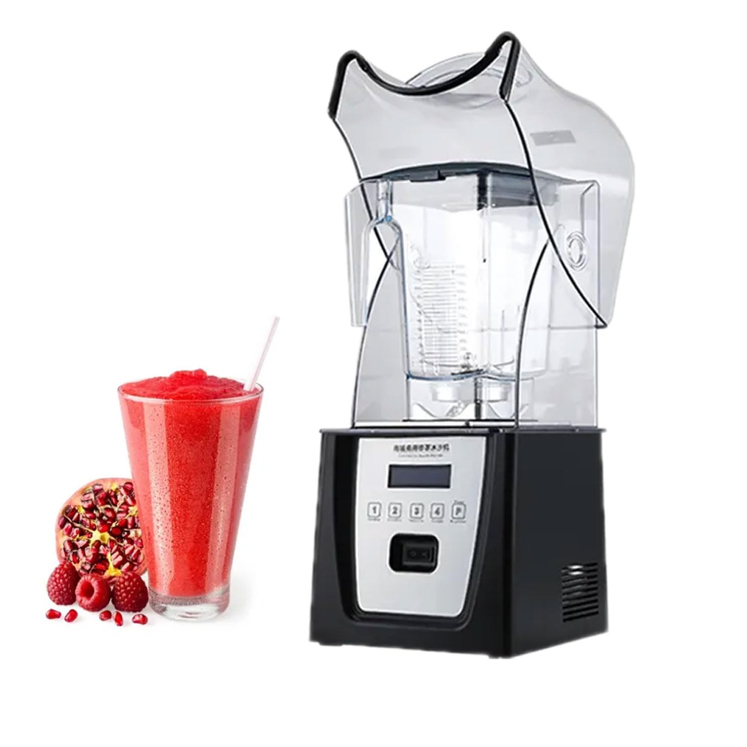Frullatore Commerciale Da 1800 W, Frullatore Professionale Da 1500 Ml, 4 Spremiagrumi Multifunzione Preimpostati Con Copertura Insonorizzata, Mixer Silenzioso Per Frullati, Frutta, Verdura