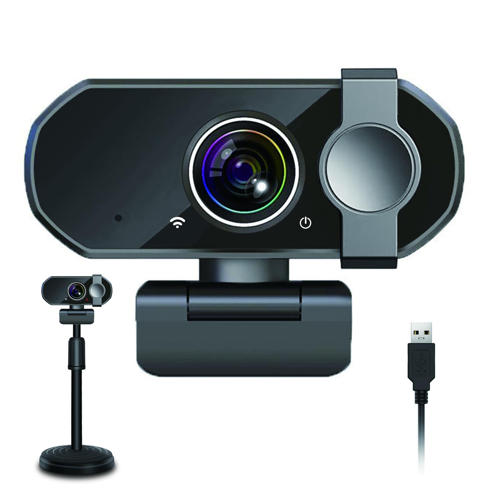 Full HD 1080P Webcam for Video Conference – Computer Camera with Built-in Noise Reducing Dual Mics, Autofocus, Wide-Angle Lens, Privacy Cover, Desk Stand, Plug and Play for Desktop PC, Laptop-image-32