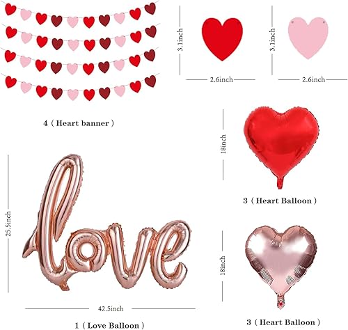 Miniatura 4 de Guirnalda de corazones para el día de San Valentín, guirnalda de globos para el día de San Valentín, decoración con globos de amor de 40 pulgadas,
