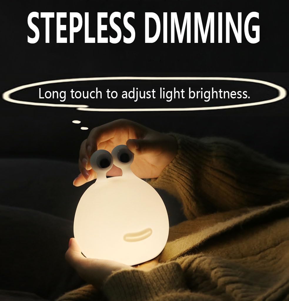 Lancoon Slug Night Light with Touch Sensor LED Cute Animal Bedside Lamp Soft Silicone 15 Mins Timer Setting Rechargeable Adjustable Brightness for Bedroom Nursery Breastfeeding