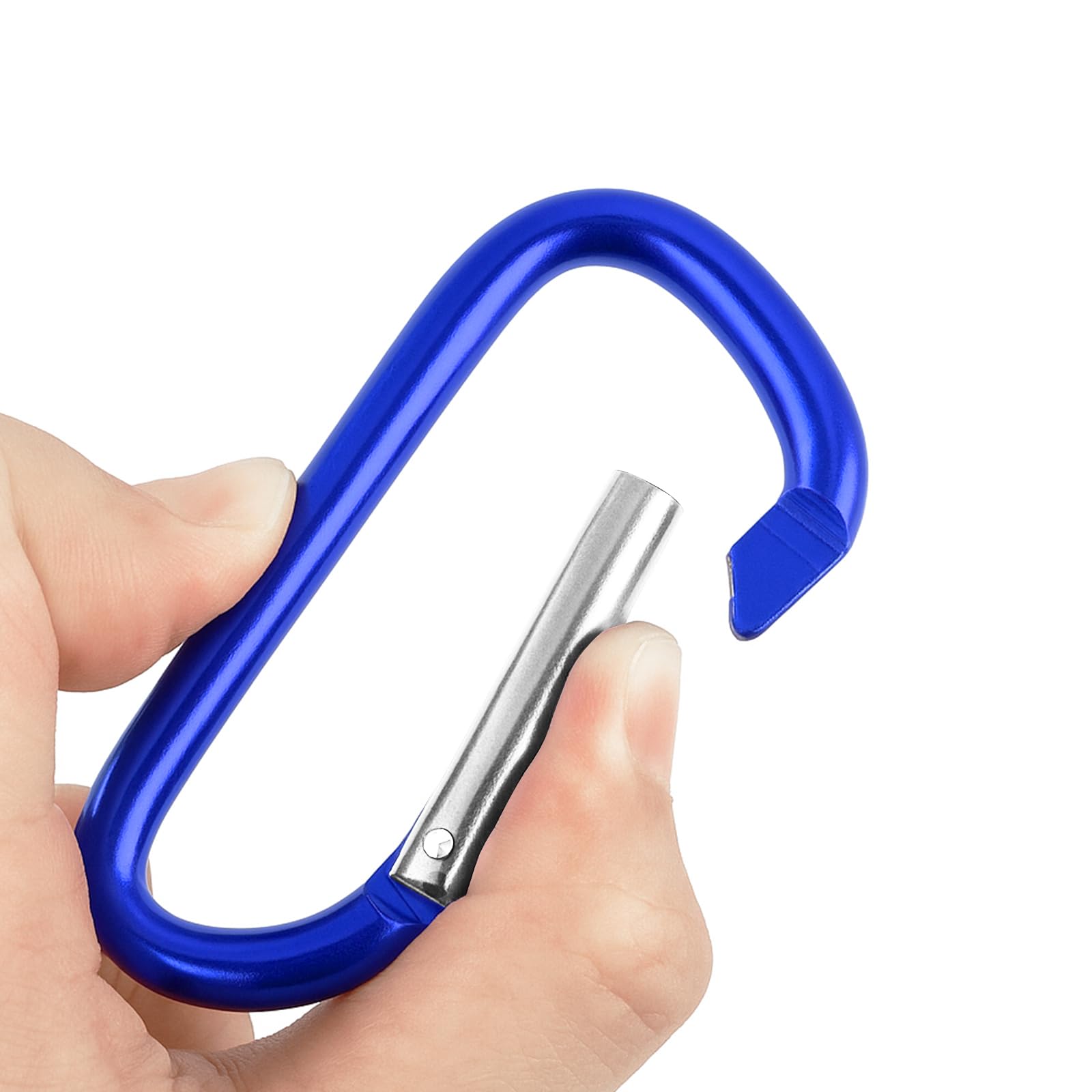 GOGO 48 pièces Mousqueton Porte clés, Mousqueton Aluminium de Fixation en Alliage en Forme D Porte-clés, Mousqueton Verrouillage Automatique pour la Maison, Le Camping-Car, la pêche
