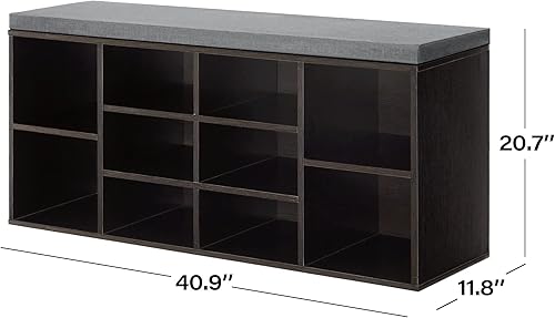 Miniatura 3 de PayLessHere Banco de almacenamiento para zapatos, 10 compartimentos, organizador de zapatos con estante de zapatos de 3 niveles, estantes