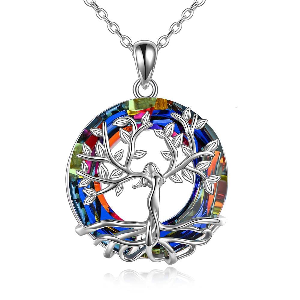 JEWENICE Sister Bestfriend Girlfriends Necklace Tree of Life with Shining Crystal Sweet Female Friendship Jewelry Gift