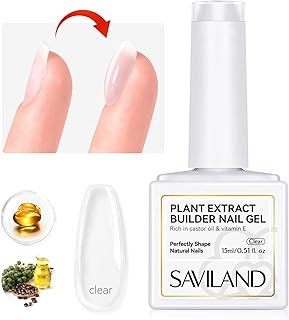 SAVILAND Clear Builder Nail Gel - 15 ml Builder Nail Gel In A Bottle Nail Extension Gel Hard Gel Nail Strengthener Gel Rich in Castor Oil & Vitamin E for Damaged Nails Nail Repair Reforcement Nail Art