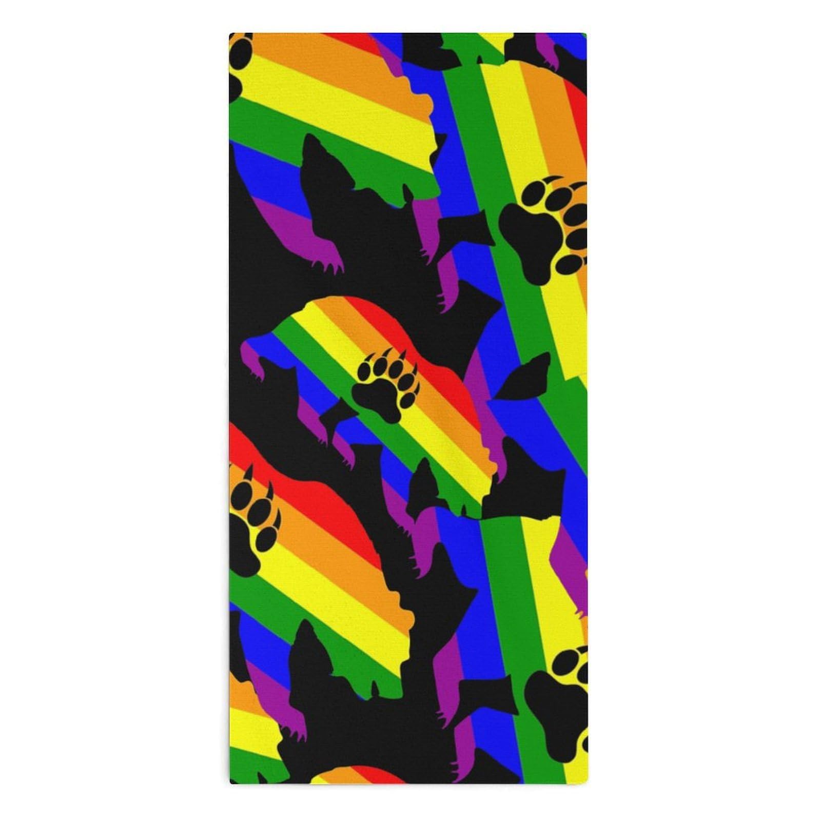 NCLQVJXZKHW Gay Bear Prides LGBT Flag Bear Paw Hand Towels Soft Face Towel Gym Bathroom Travel Hotel 13"x28"