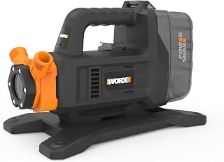 WORX WG830E.9 20V Wireless Transfer Pump, Flow Rate up to 1300 L/H, Outdoor and Indoor Use, Compact, Comes with Suction Hose, Filter, Replacement Impeller, No Battery or Charger
