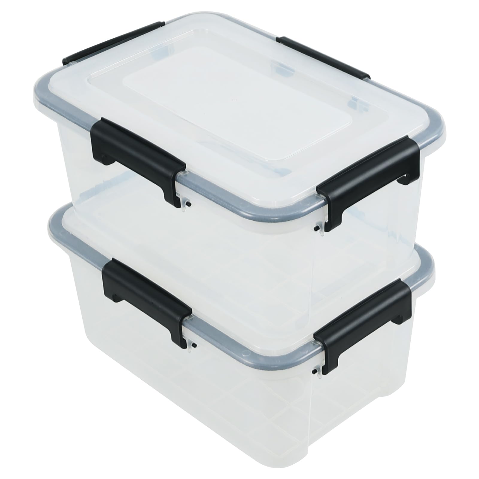 Minekkyes Clip Tight Large Food Storage Container, 10 Litre Rectangle Airtight Plastic Storage Boxes, Bpa Free Easy Locking Lid Clips, Set of 2, Clear