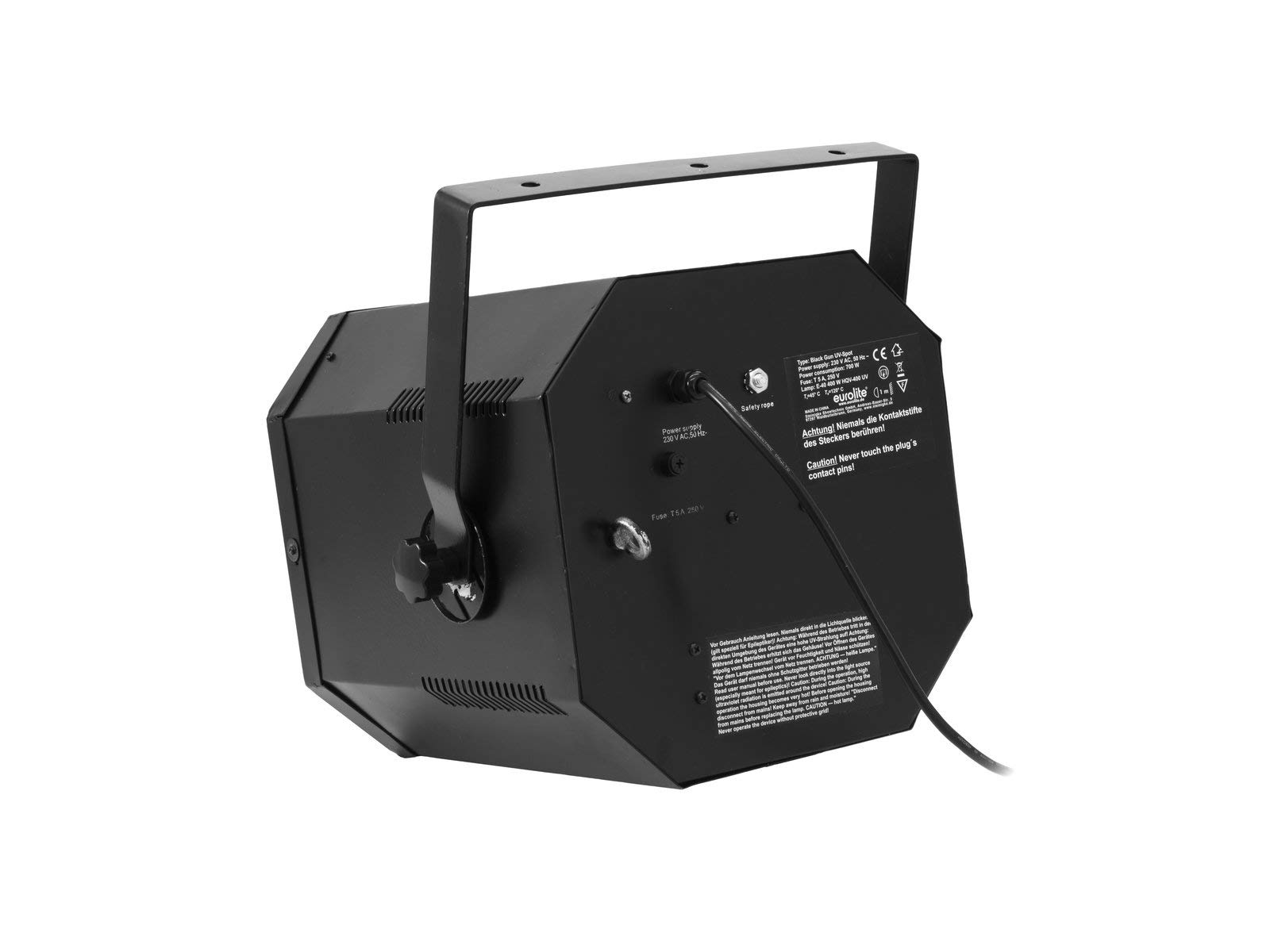 EUROLITE Black Gun UV-Spot für E-40/400W | Schwarzlichtgehäuse mit enger Abstrahlung für E-40/400W UV-Leuchtmittel