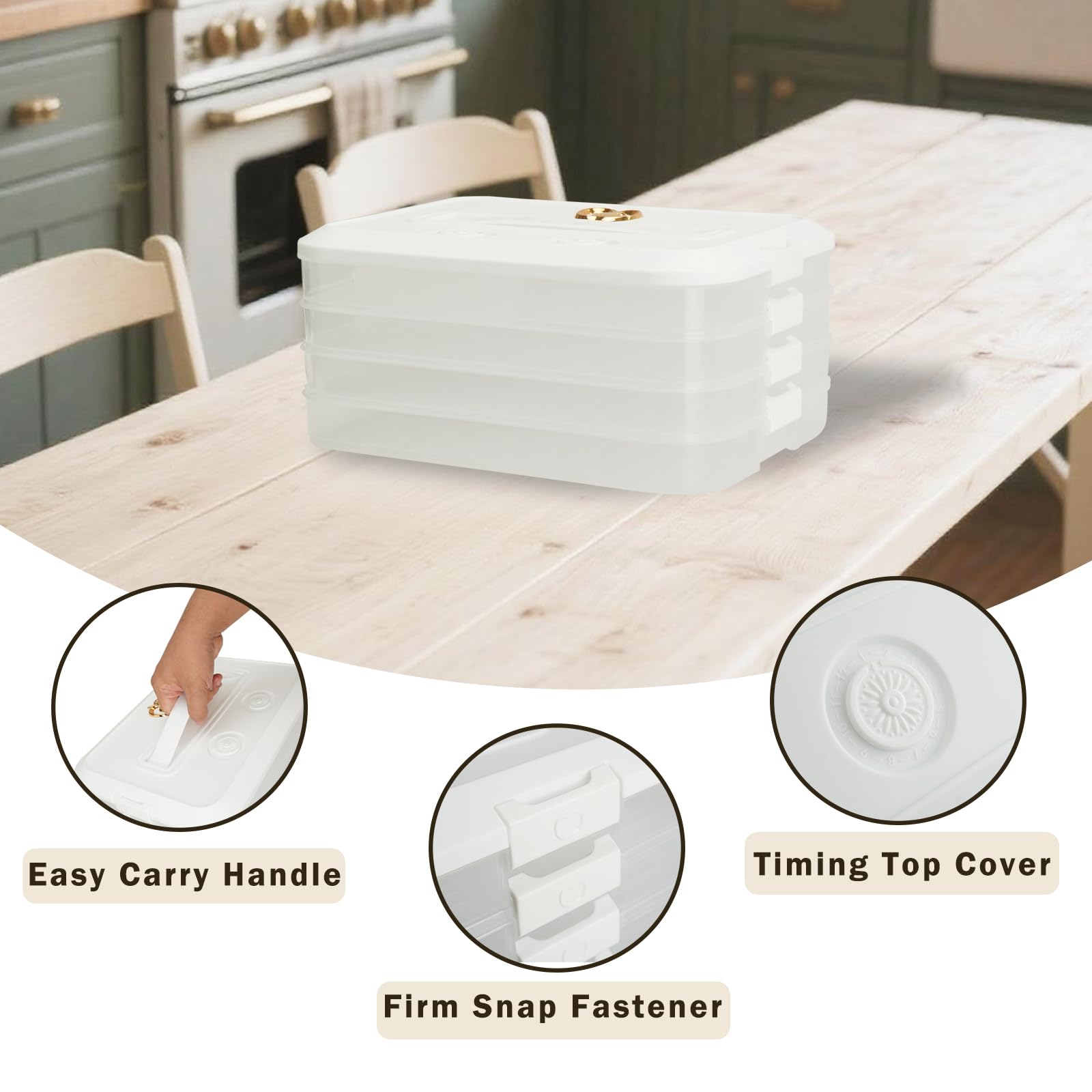 LAGAHS Contenitori per alimenti a 4 strati con coperchi ermetici spazzole e panni per la pulizia, porta snack per mantenere freschi, contenitori in plastica per cupcake, biscotti, pizza, gnocchi