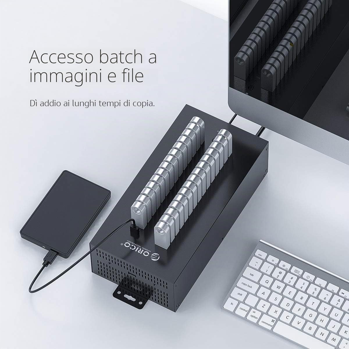 ORICO Industrial USB Hub 2.0, Hub USB a 30 Porte con Potenza di 300 W, Guscio in Metallo, Trasmissione Dati ad Alta Velocità