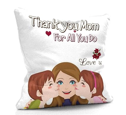 DreamVio Filled Cushion, Pillow for World's Best Mom,Pyari Mumma,Mummy,Gifts for Mom,Grandma on Birthday's & Mother's Day Color : White Size : 12 x 12 Inch Design 62