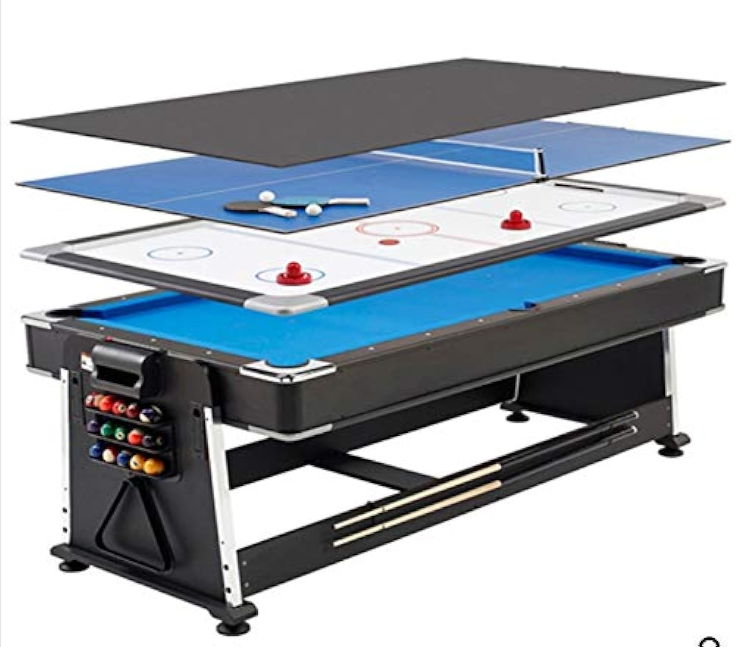 Pool Modern 4 in 1 Multi Functional MDF Pool Billiard Table, with Air Hockey and Table Tennis Table and Dinning Table, 7ft for Adult-image-14