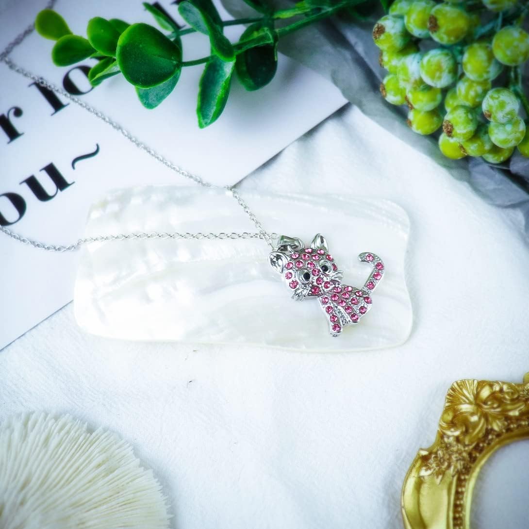 Caiyao Cute Cat Kitty Pendant Necklace with Crystal Link Chain Sweet Gift Women Jewelry Necklace - Image 4