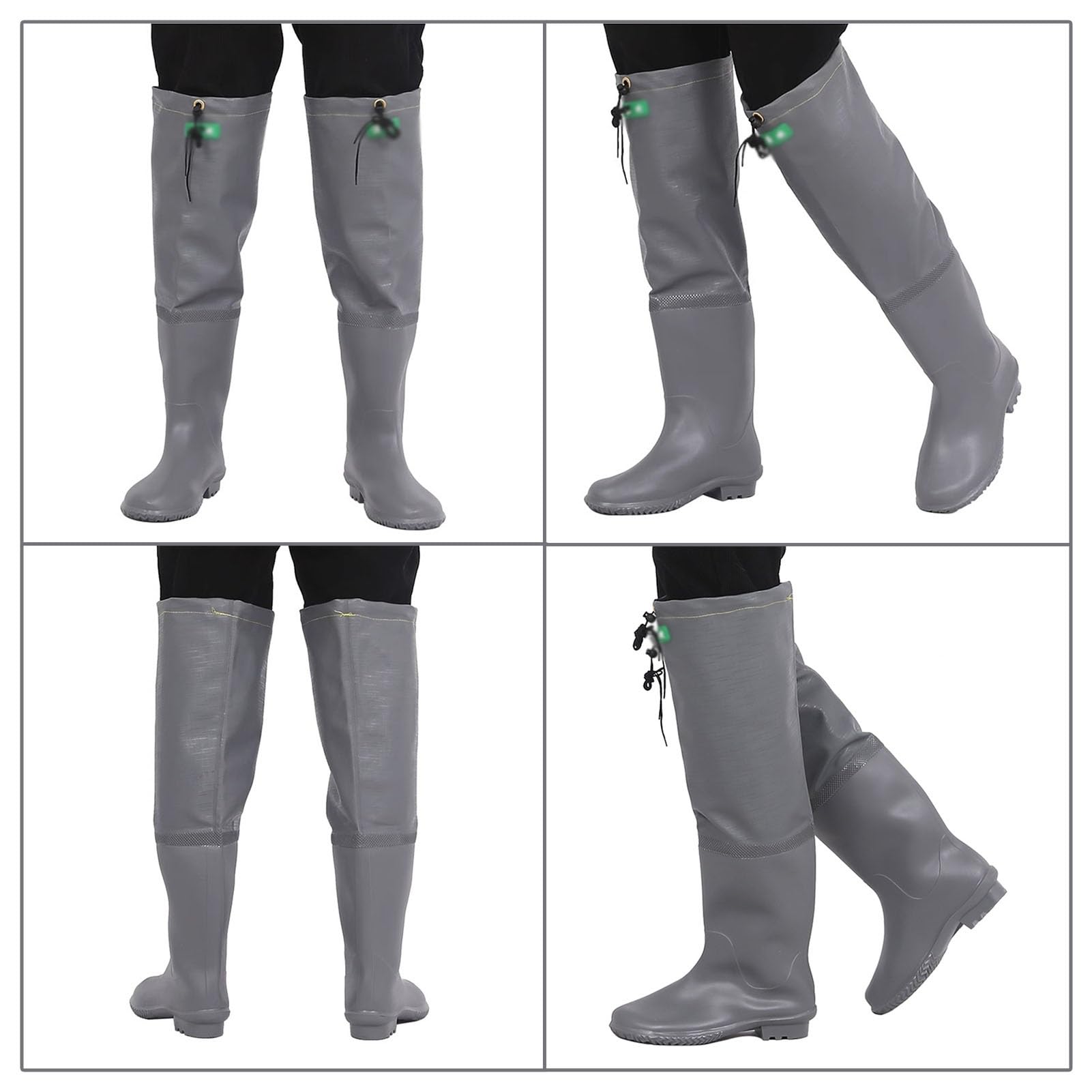 Stivali di Gomma Impermeabili per trampolieri dell Stivali da Pesca in Nylon PVC Grigio, Stivali da Pesca Unisex Leggeri Fatti for durare, for Laghi, Pesca e Caccia(5)