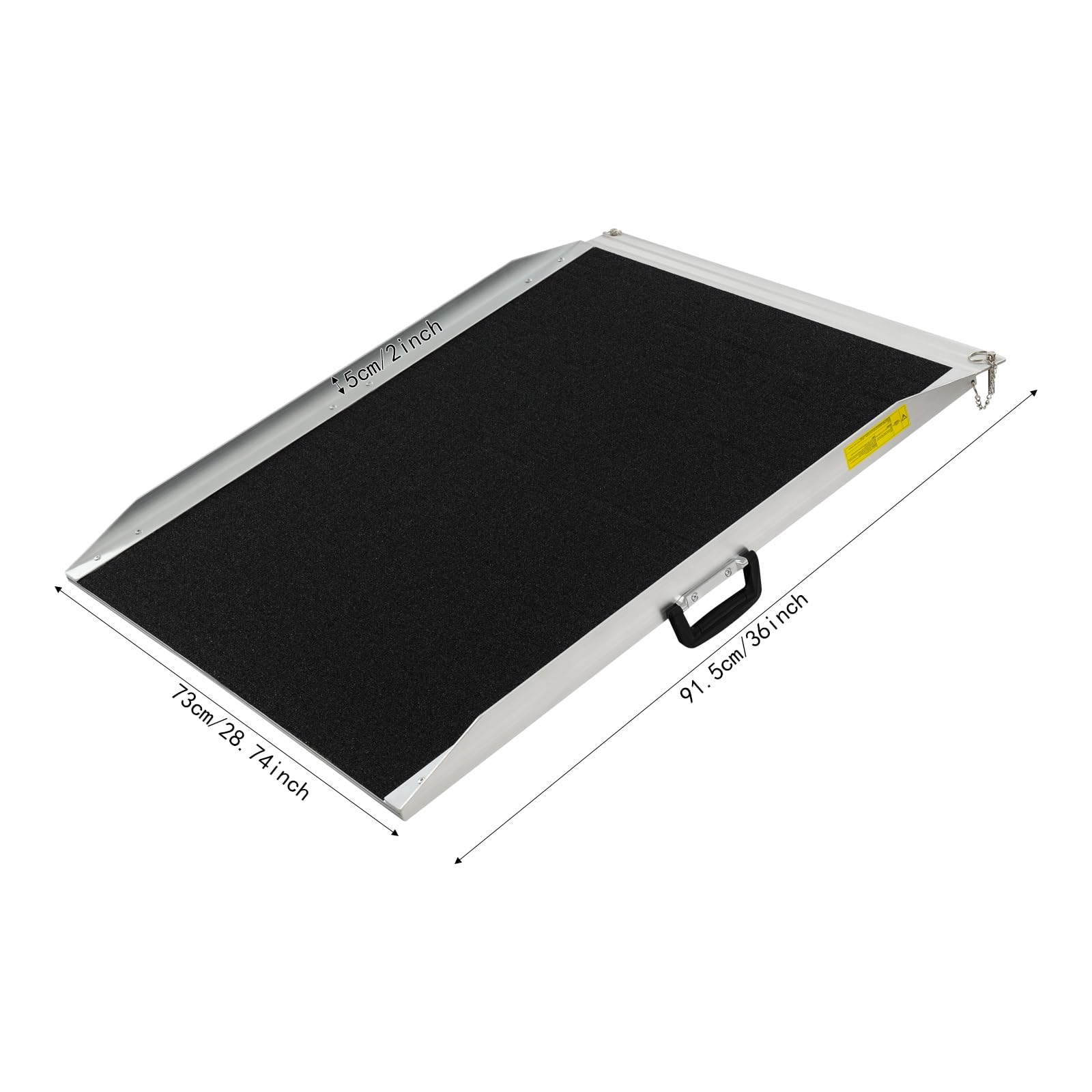 Rampa para silla de ruedas de aleación de aluminio, 272 kg, capacidad de carga, 91,5 x 73 x 5 cm, dimensiones de 72 cm, ancho útil, rampa de aluminio, altura de umbral, asa de transporte, superficie